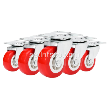 Light Duty Red PVC Swivel Casters 2 tum